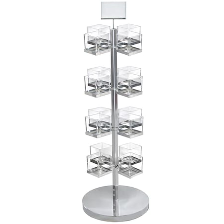 Arm Cube Bin Floor Tower Display, Chrome